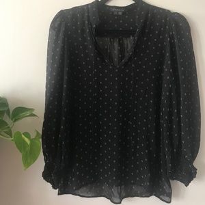 THEORY Black Sheer Top